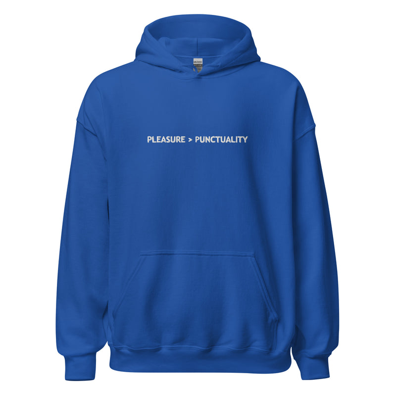Pleasure Over Punctuality Embroidered Unisex Hoodie