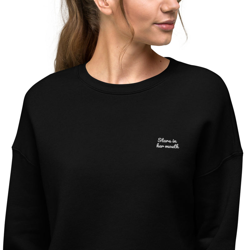 Stars in Her Mouth Crop Embroidered Sweatshirt