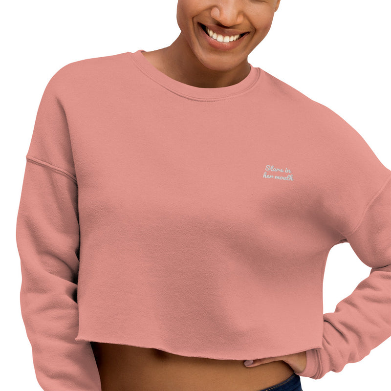 Stars in Her Mouth Crop Embroidered Sweatshirt